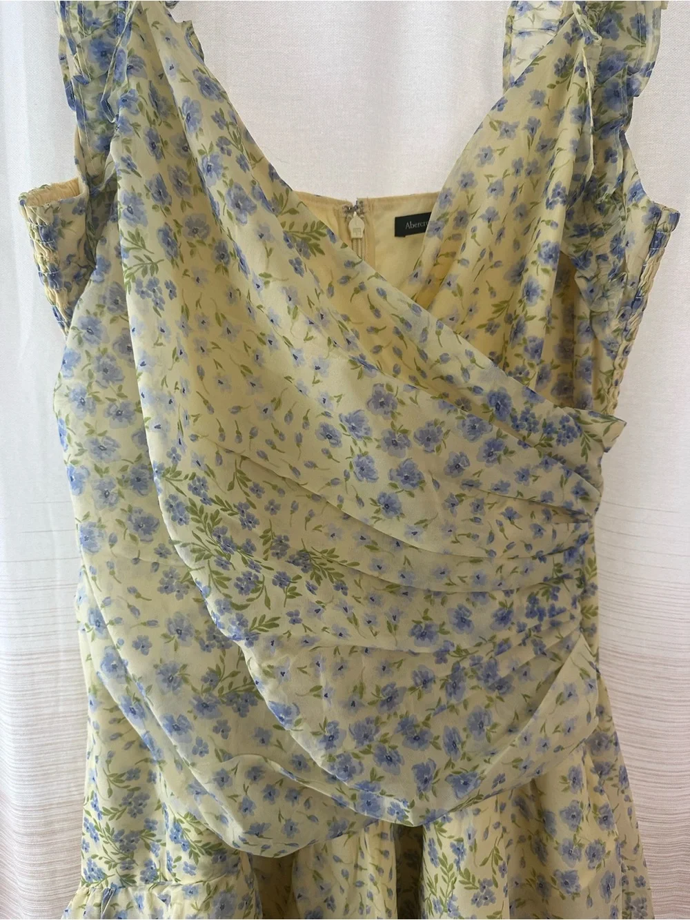 Abercrombie & Fitch Garden Party Yellow Floral Ruffle High-Low Dress Size L - Picture 3 of 11